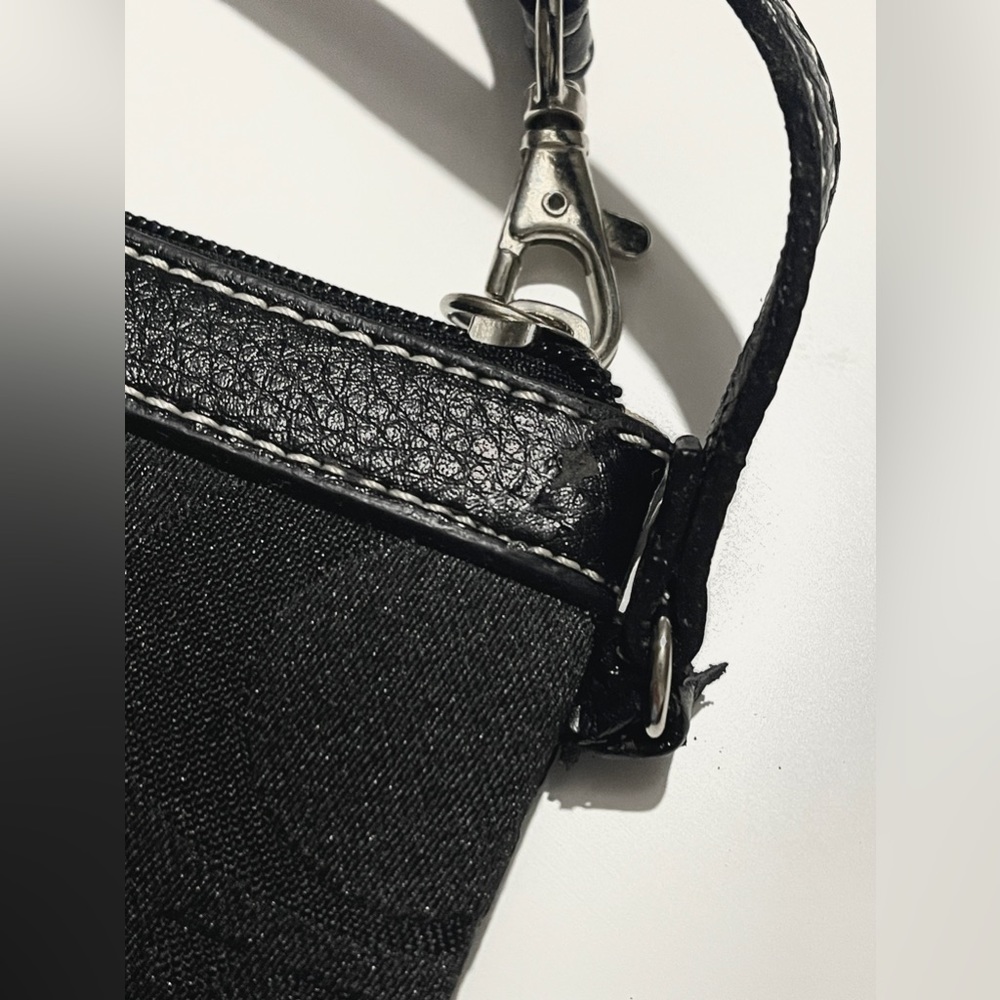 Coach Wristlet Pouch With Signature Pattern In Bl… - image 4